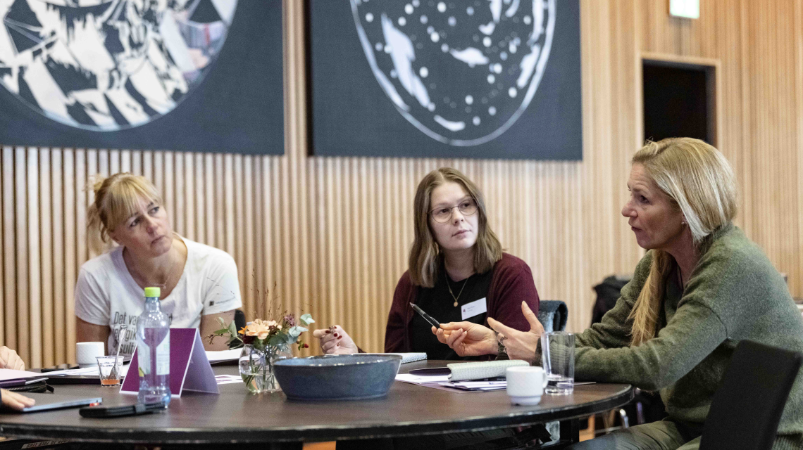 Deltakande lærarar i diskusjon på lærarseminaret i november. Foto: Thor Brødreskift